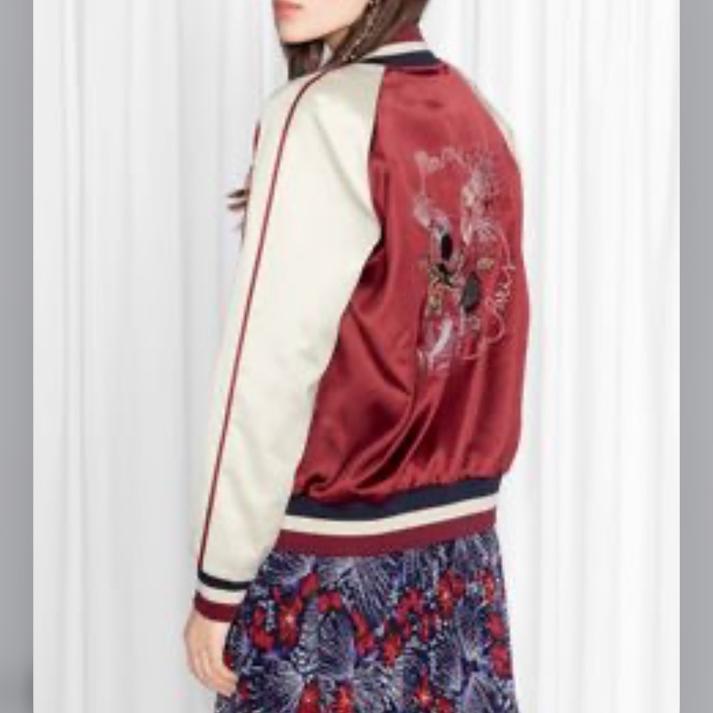 & Other Stories Mermaid Embroidered Varsity Bomber Jacket